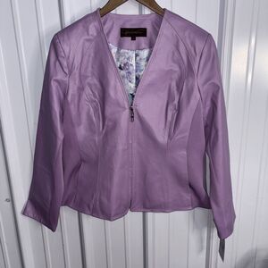 Hal Rubenstein Lavender Leather Jacket Size 14 NWT